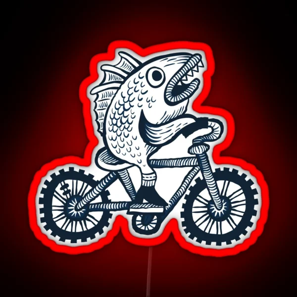 Fish On A Bike Tee RGB Neon Sign