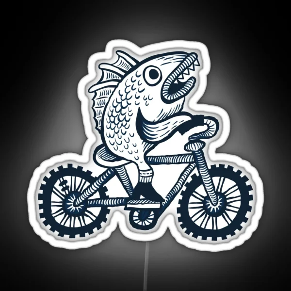Fish On A Bike Tee RGB Neon Sign