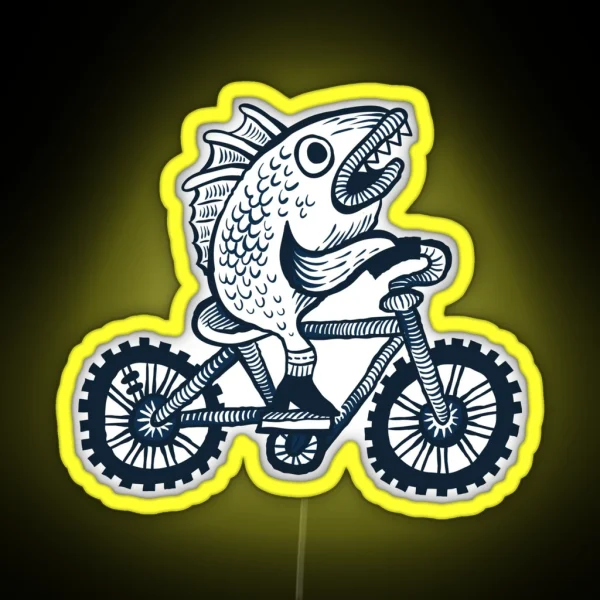 Fish On A Bike Tee RGB Neon Sign