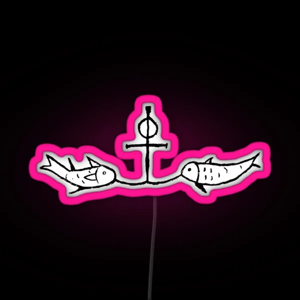 Fish On An Anchor Cross Light Background RGB Neon Sign