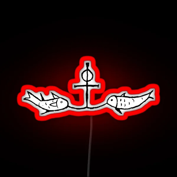 Fish On An Anchor Cross Light Background RGB Neon Sign