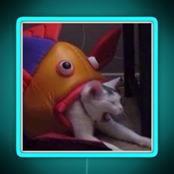 Fish On Cat RGB Neon Sign