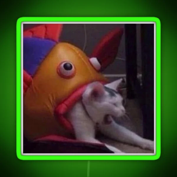 Fish On Cat RGB Neon Sign