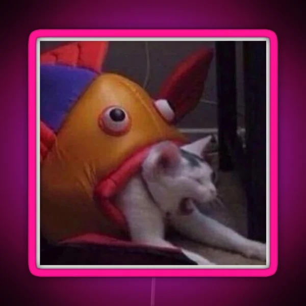 Fish On Cat RGB Neon Sign