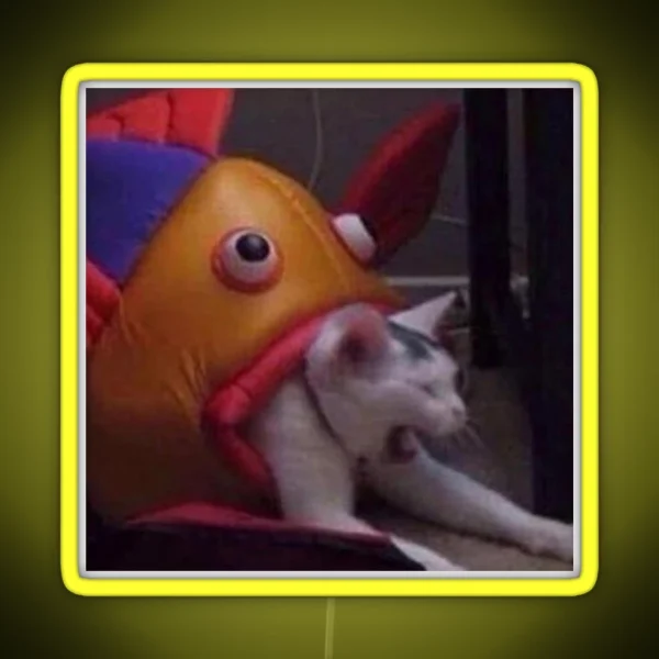 Fish On Cat RGB Neon Sign