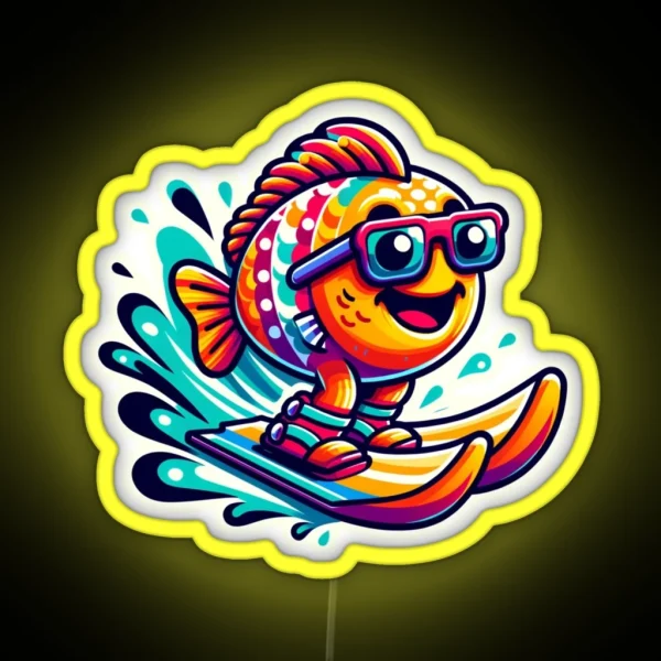 Fish On Water Skis RGB Neon Sign