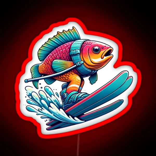 Fish On Water Skis RGB Neon Sign