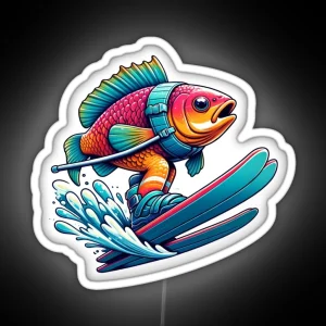 Fish On Water Skis RGB Neon Sign