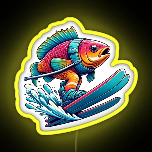 Fish On Water Skis RGB Neon Sign