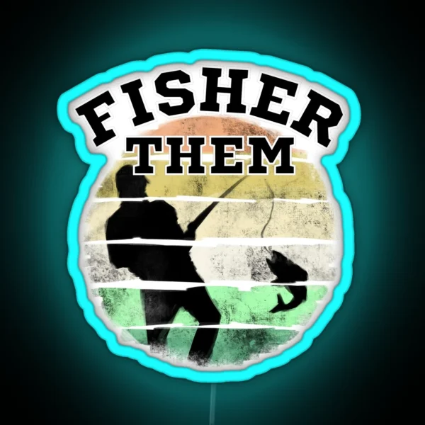 Fisher Them Pronoun Design Pronoun Fishing RGB Neon Sign