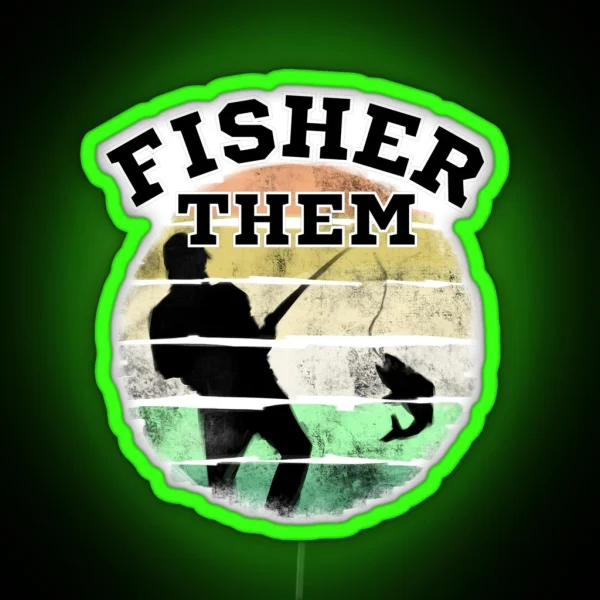 Fisher Them Pronoun Design Pronoun Fishing RGB Neon Sign
