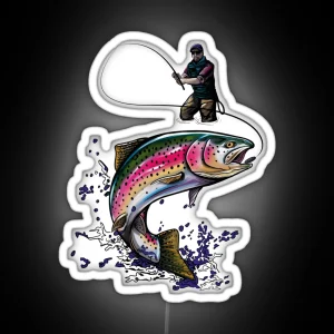 Fisherman Nature Rainbow Trout RGB Neon Sign