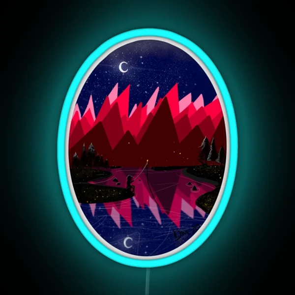 Fishin In The Moonlight RGB Neon Sign