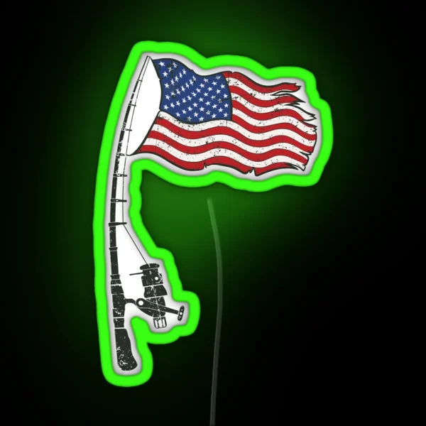 Fishing American Flag RGB Neon Sign