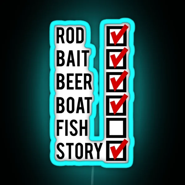 Fishing Check Off List Mens RGB Neon Sign