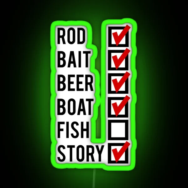 Fishing Check Off List Mens RGB Neon Sign