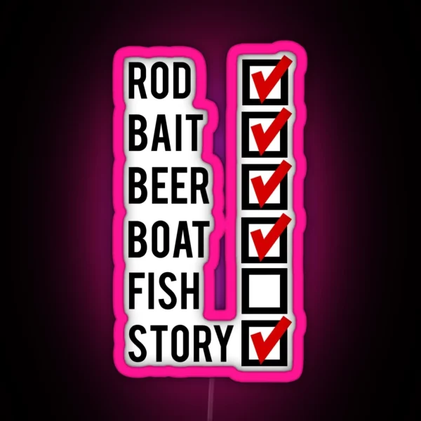 Fishing Check Off List Mens RGB Neon Sign