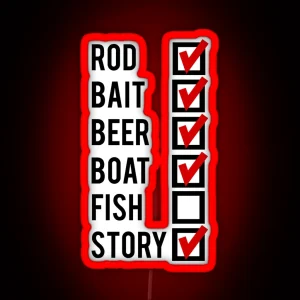 Fishing Check Off List Mens RGB Neon Sign