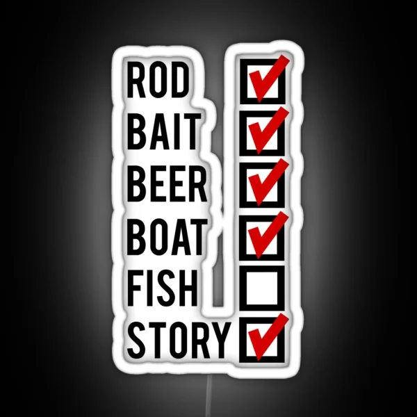 Fishing Check Off List Mens RGB Neon Sign