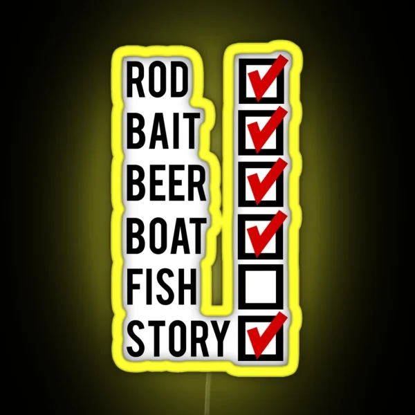 Fishing Check Off List Mens RGB Neon Sign