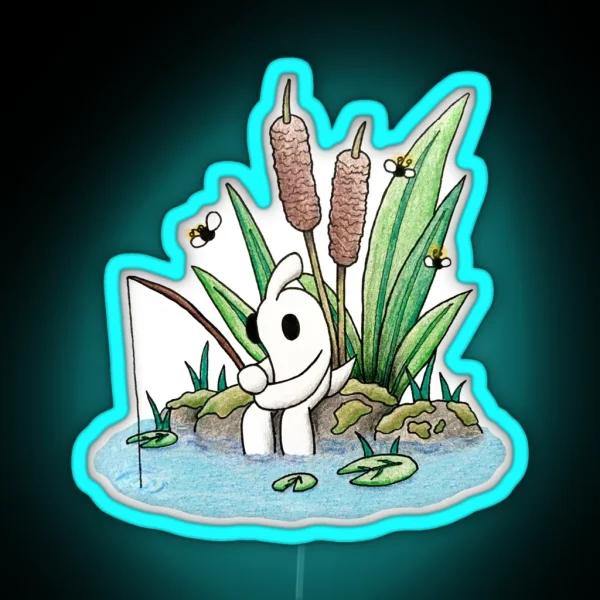 Fishing Dood Pond Scene RGB Neon Sign