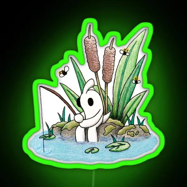 Fishing Dood Pond Scene RGB Neon Sign