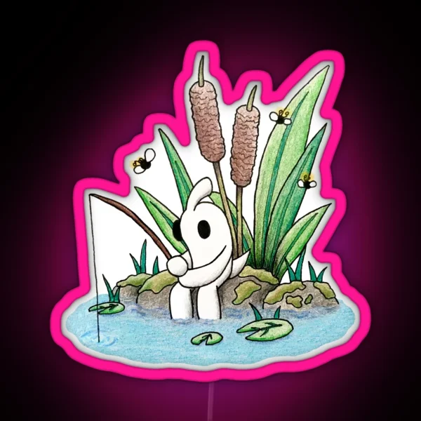 Fishing Dood Pond Scene RGB Neon Sign