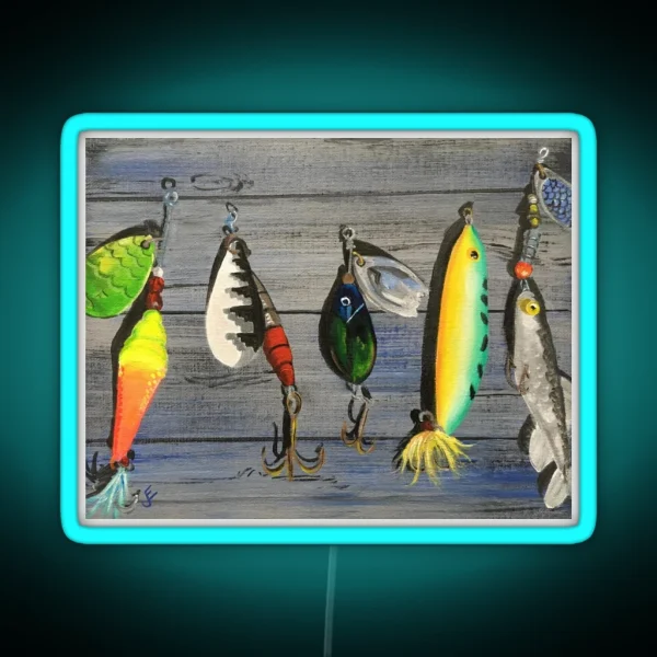 Fishing Lures Artwork By Jolene Edwards RGB Neon Sign
