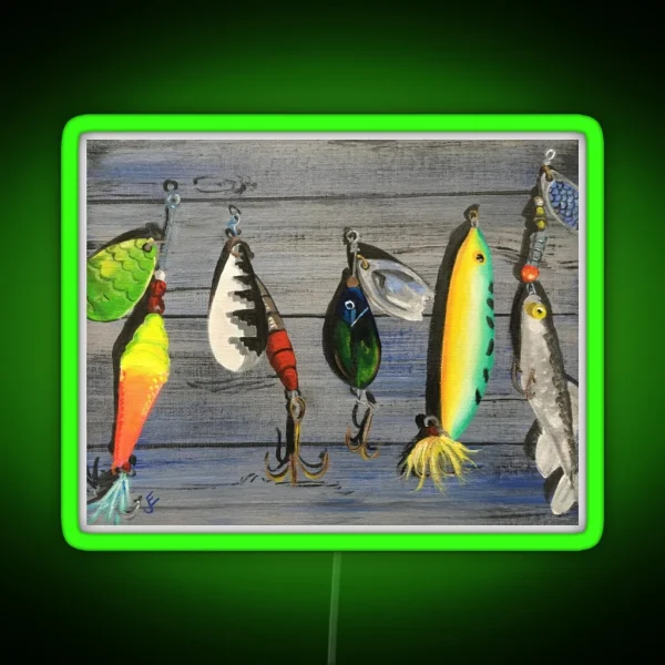 Fishing Lures Artwork By Jolene Edwards RGB Neon Sign