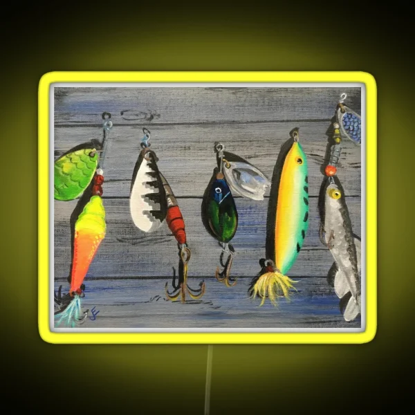 Fishing Lures Artwork By Jolene Edwards RGB Neon Sign