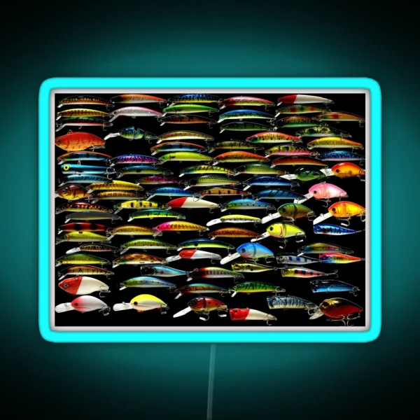 Fishing Lures Pattern Art Photo RGB Neon Sign