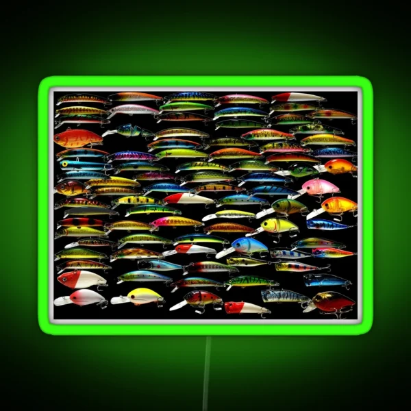 Fishing Lures Pattern Art Photo RGB Neon Sign