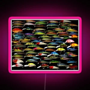 Fishing Lures Pattern Art Photo RGB Neon Sign