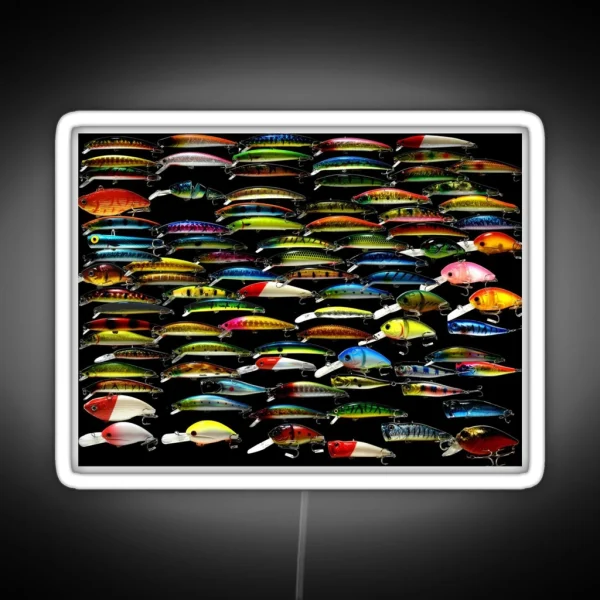 Fishing Lures Pattern Art Photo RGB Neon Sign