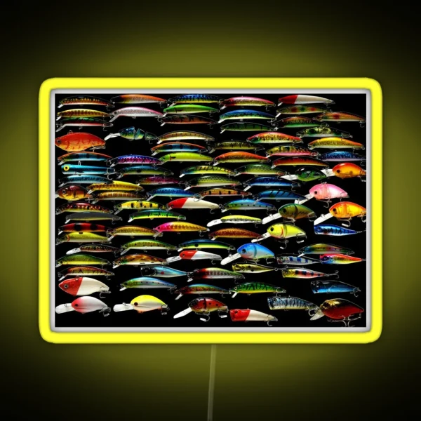 Fishing Lures Pattern Art Photo RGB Neon Sign