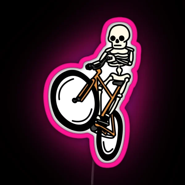 Fixie Wheelie Skeleton Dude RGB Neon Sign