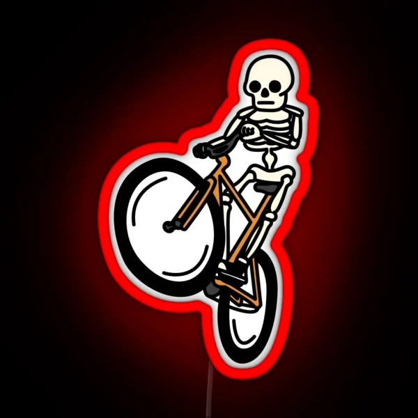 Fixie Wheelie Skeleton Dude RGB Neon Sign