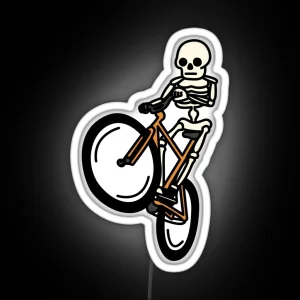 Fixie Wheelie Skeleton Dude RGB Neon Sign