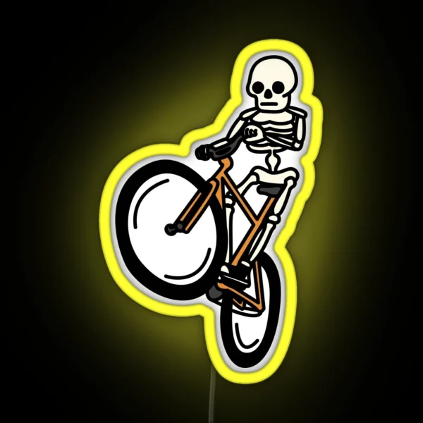 Fixie Wheelie Skeleton Dude RGB Neon Sign