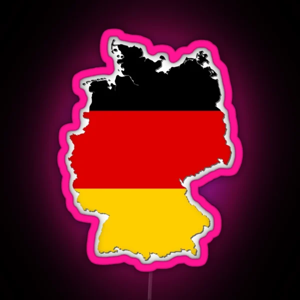 Flag Map Of Germany German Deutschland Country Map Outline With National Flag Inside RGB Neon Sign