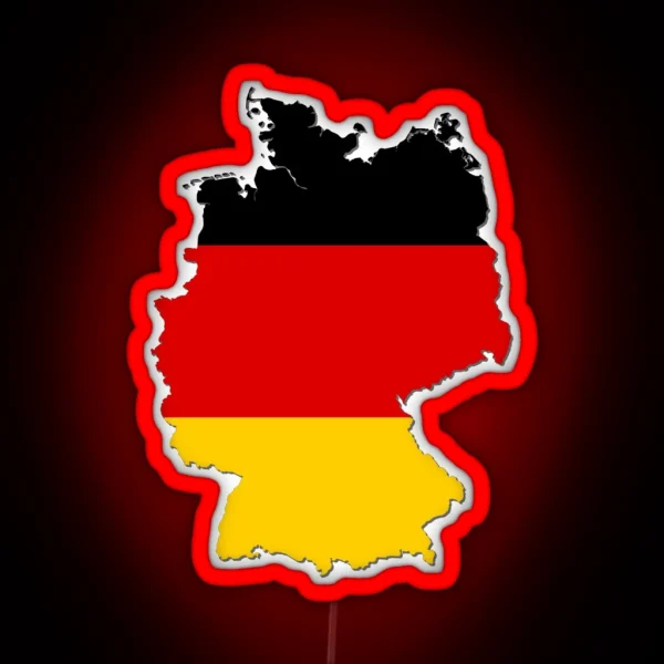 Flag Map Of Germany German Deutschland Country Map Outline With National Flag Inside RGB Neon Sign