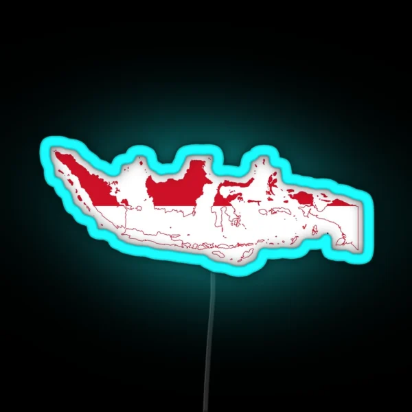 Flag Map Of Indonesia RGB Neon Sign
