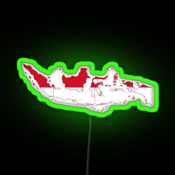 Flag Map Of Indonesia RGB Neon Sign