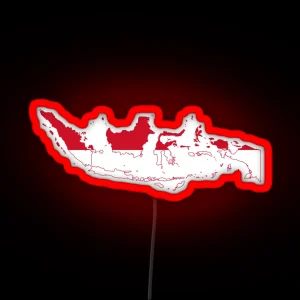 Flag Map Of Indonesia RGB Neon Sign