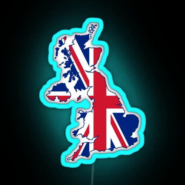 Flag Map Of The United Kingdom RGB Neon Sign