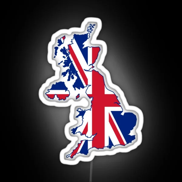 Flag Map Of The United Kingdom RGB Neon Sign