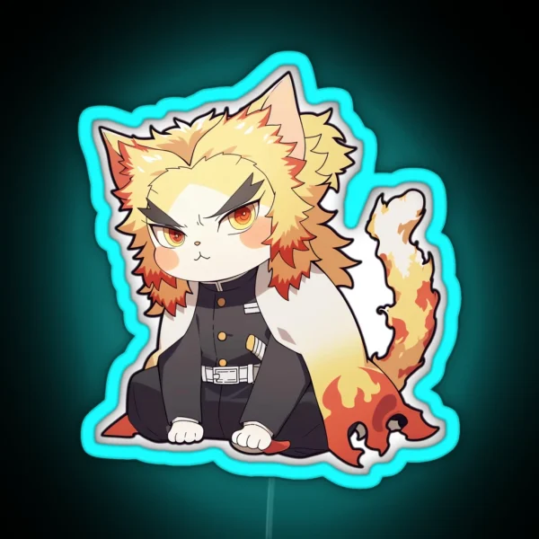 Flame Slayer Cat RGB Neon Sign