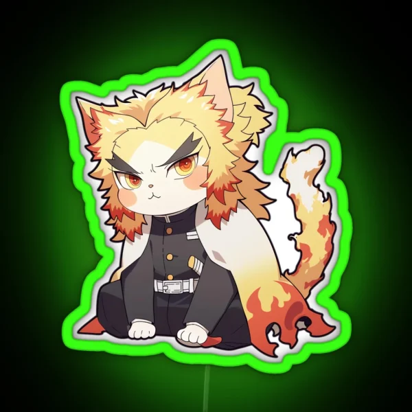 Flame Slayer Cat RGB Neon Sign