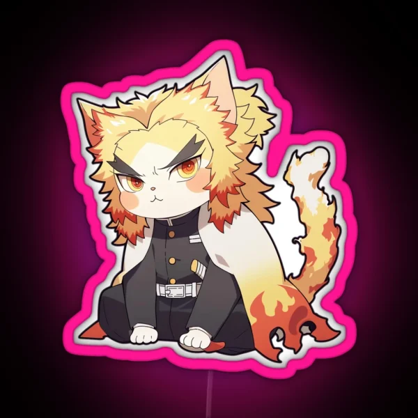 Flame Slayer Cat RGB Neon Sign