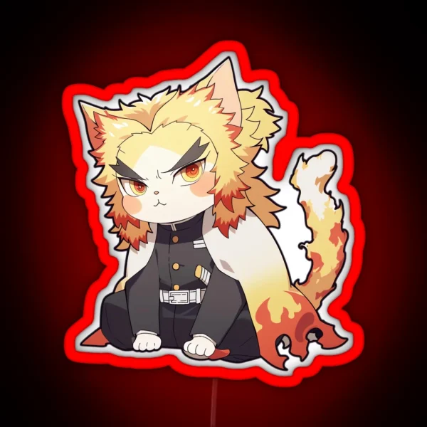 Flame Slayer Cat RGB Neon Sign